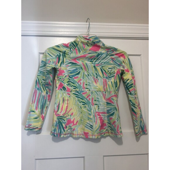 Lilly Pulitzer Girls Palm Pink Green Terry Zip Jacket Cover Up Size XL 14-16 - Picture 4 of 4